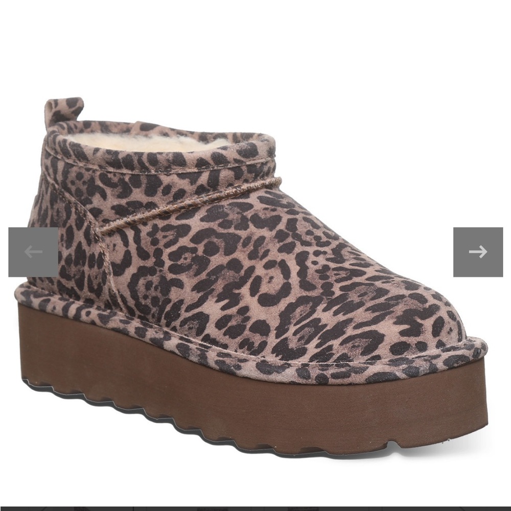Bearpaw Super Shorty Leopard Platform Size 10